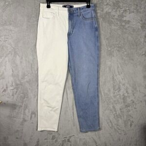 Hollister Women's 7R 28 Ultra High Rise‎ Mom Jean Vintage Stretch Two Tone Jeans